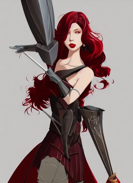 Prompt: a young woman in full plate armor with beautiful hair and red lips stages in a dramatic pose. she is a knight. clean cel shaded vector art. shutterstock. behance hd by lois van baarle, artgerm, helen huang, by makoto shinkai and ilya kuvshinov, rossdraws, illustration, art by ilya kuvshinov