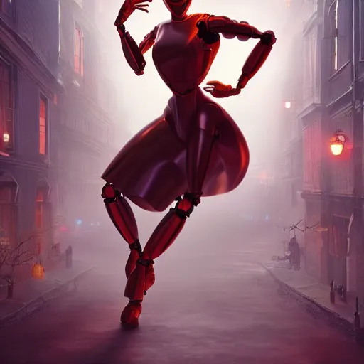 Prompt: a woman dancing tango, woman looks like humanoid robot, symmetrical, intricate, epic lighting, cinematic composition, hyper realistic, 8 k resolution, unreal engine 5, by artgerm, tooth wu, dan mumford, beeple, wlop, rossdraws, james jean, marc simonetti, artstation