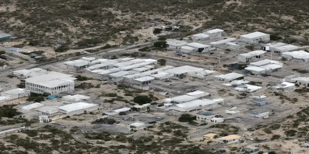 Image similar to buildings at guantanamo bay prison, no army