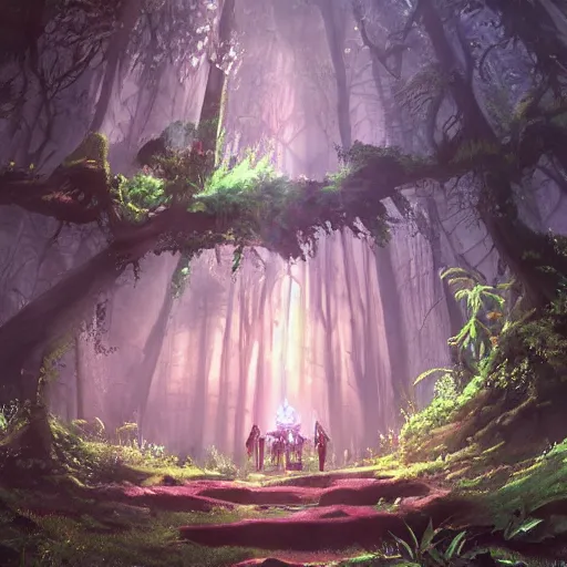 Image similar to beautiful ancient magical overgrown secret place, mysetrious etherial mesmerizing atmosphere, beautiful midnight lighting, extremely intricate, hyper detailed, hd, masterpiece, legend of zelda, studio ghibli