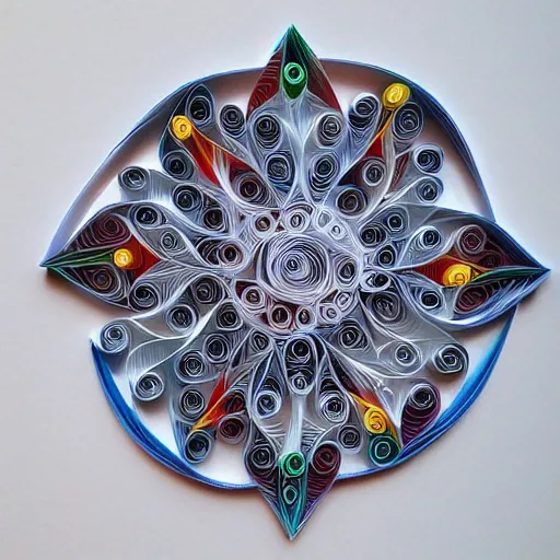 Prompt: Liminal space in outer space, paper quilling art