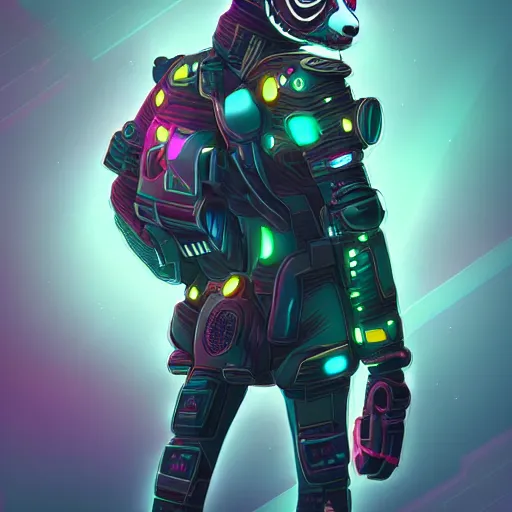 Prompt: cyberpunk panda, neon, stylized, artgerm, artstation, hd, cgsociety, cgi, realistic, dramatic, cinematic, artistic, trending, detailed