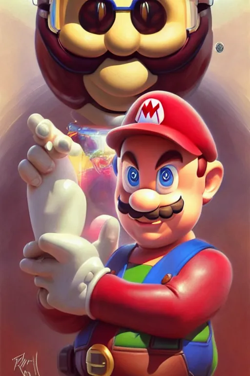 Image similar to elon musk as mario from the super mario bros, realistic portrait, symmetrical, highly detailed, digital painting, artstation, concept art, smooth, sharp focus, illustration, cinematic lighting, art by artgerm and greg rutkowski and alphonse mucha