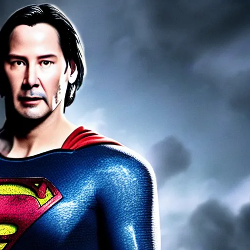 Prompt: keanu reeves as superman, highly detailed, 4 k