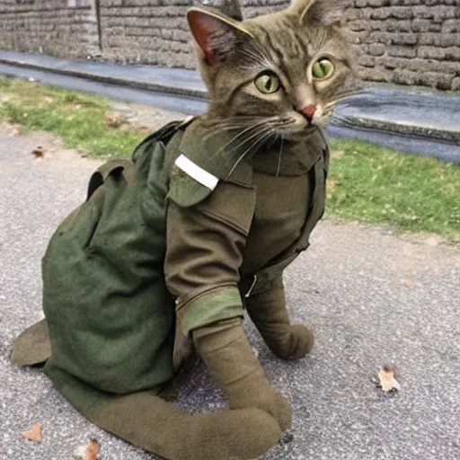 Image similar to cat dressed like british ww 2 soldier