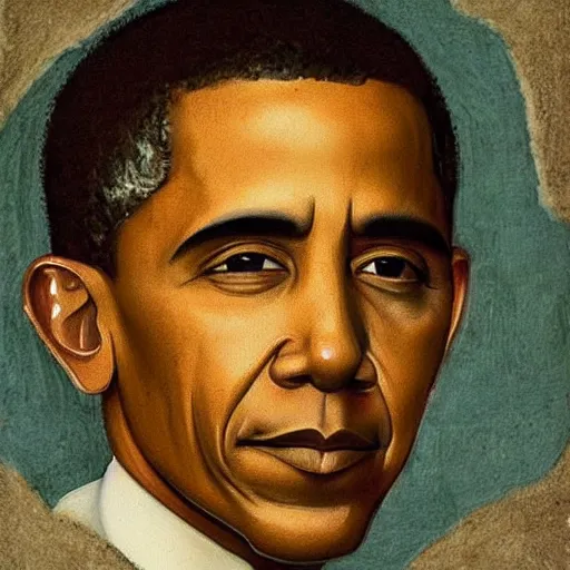 Prompt: portrait of barack obama, short hair. in the style of leonardo da vinci