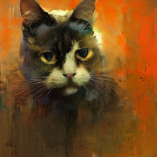 Image similar to nick offerman and a cat morphed together, hybrid, jeremy mann painting