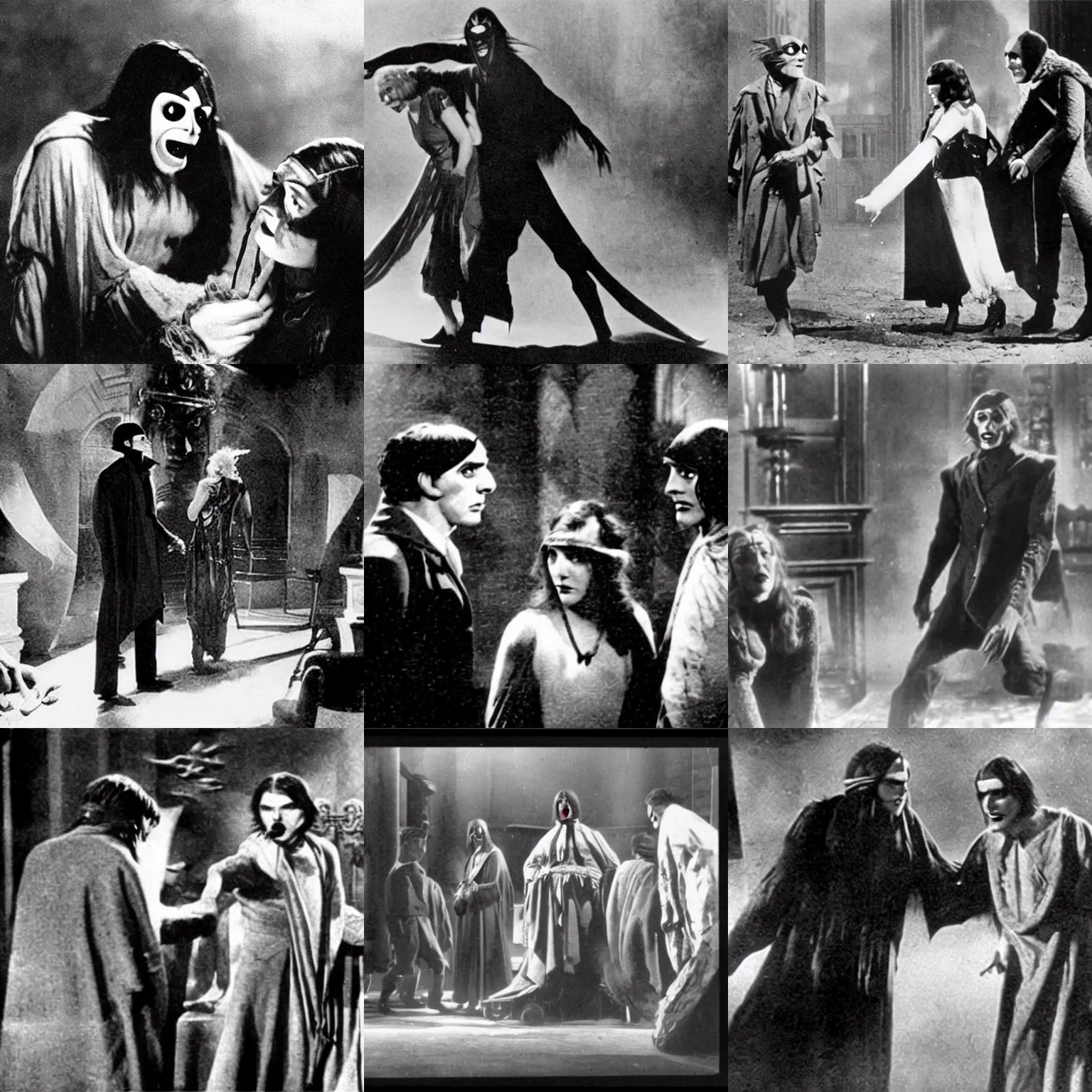 Prompt: scene from the 1926 film Morbius