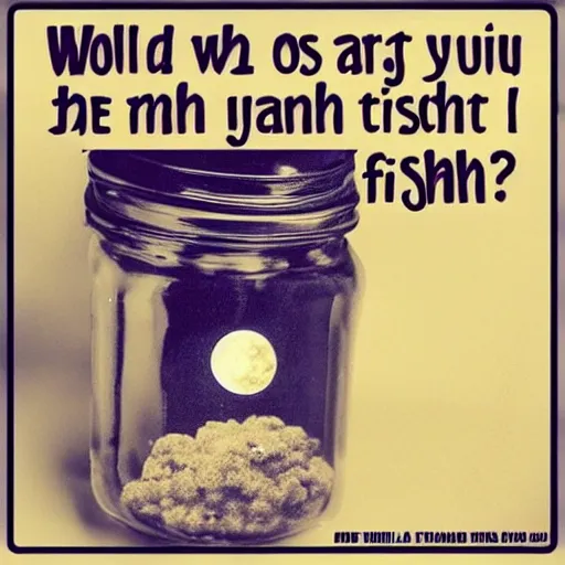 Image similar to would you like to swing on a star, carry moon beams home in a jar, and be better off than you are, or would you rather be a fish?