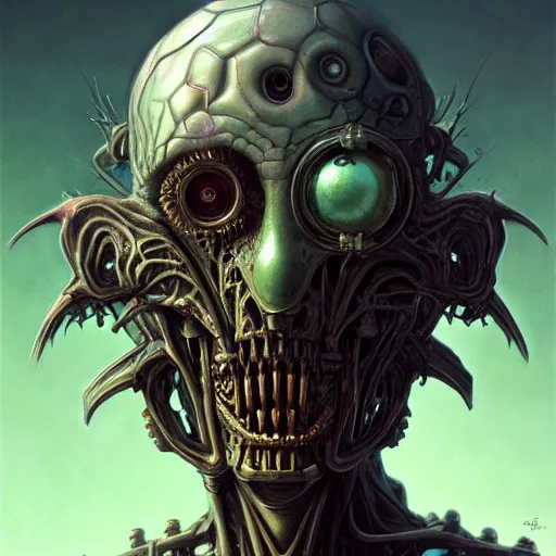 Image similar to a portrait of a beautiful biomechanical Morty, horror concept art by giger and beksinski and szukalski and wlop and pete mohrbacher, digital art, highly detailed, intricate, sci-fi, sharp focus, Trending on Artstation HQ, deviantart, unreal engine 5, 4K UHD image