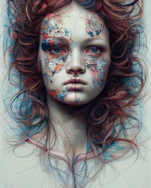 Prompt: beautiful portrait by james jean, masterpiece, very detailed, realistic eyes, vivid, aesthetic