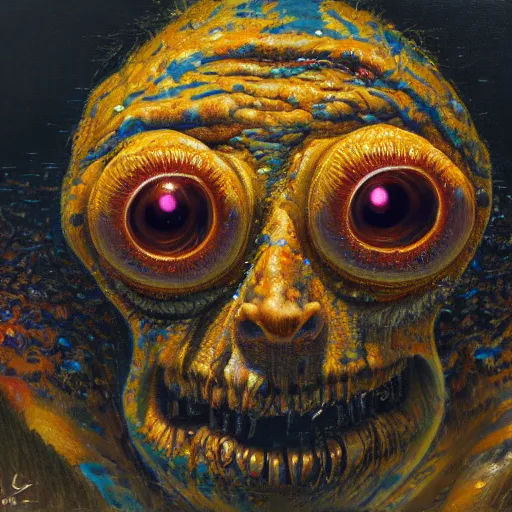 Image similar to a highly detailed portrait of a face made of scary eyeballs, oil on canvas, paul lehr, fine art, masterpiece, 8 k, 4 k, detailed line art, sharp