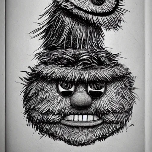 Image similar to Anatomical drawing of Oscar the Grouch from Sesame Street by Leonard da Vinci”