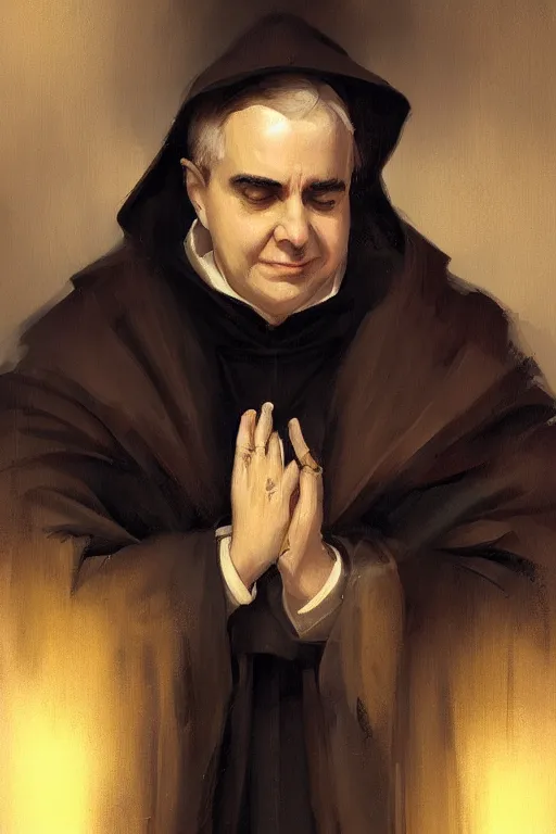 Prompt: thomas aquinas by Greg Rutkowski, painting, portrait, trending on artstation