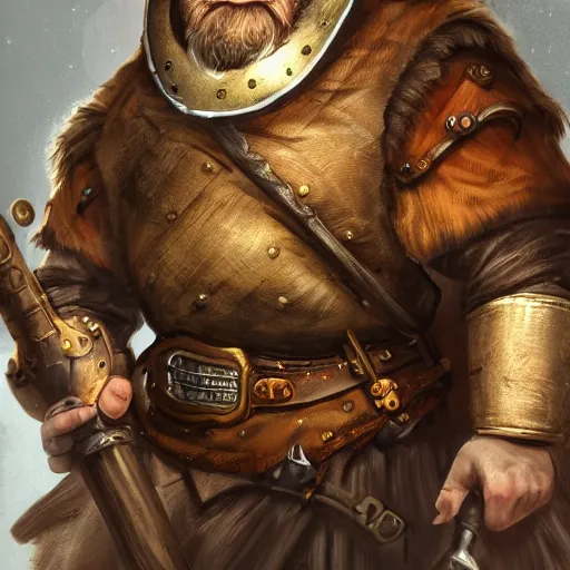 Image similar to a detailed portrait painting of the dwarf bardin goreksson, from vermintide 2 video game, holding a shield and hammer, steampunk engineer, artstation, 8 k, fantasy