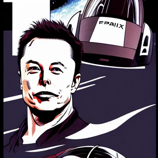 Image similar to elon musk and spacex manga by katsuhiro otomo