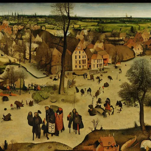 Prompt: a highly detailed and realistic landscape by Pieter Bruegel the Elder