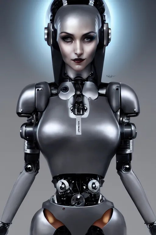 Image similar to a beautiful image of a futuristic female android with a mechanical mecha body and a beautiful female human face, body mostly black metal with internal lights glowing inside, realistic proportions by Irakli Nadar, tom bagshaw, Charlie Bowater with details by Jason Felix, furio tedeschi, face by ilya kuvshinov, artgerm, cinematic backlit lighting, detailed, intricate, beauty retouch, elite, photo realistic, octane render, hyper real, ultra detailed, trending on artstation pinterest and deviantart