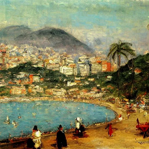 Prompt: rio de janeiro painted by eugene boudin