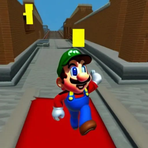 Prompt: quentin tarantino in the video game super mario 6 4