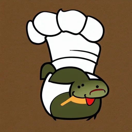 Image similar to cute platypus wearing a chef hat, logo style