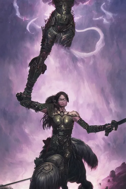 Image similar to a portrait of a strong female warrior by Ross Tran and Thomas Cole and Wayne Barlowe