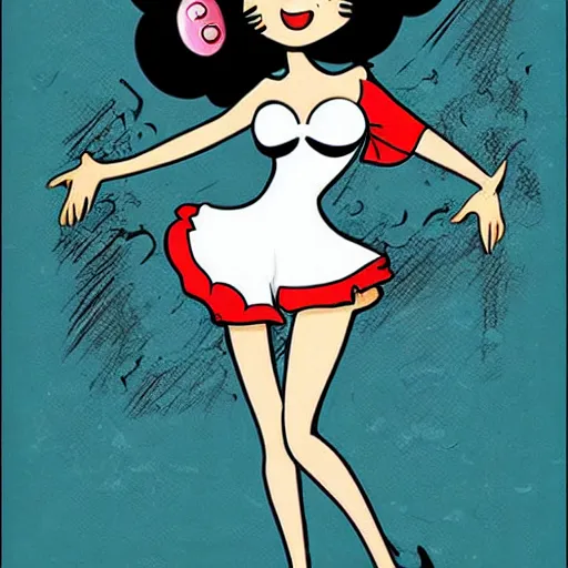 Image similar to Betty Boop in the style of a Raypunk comic book heroine