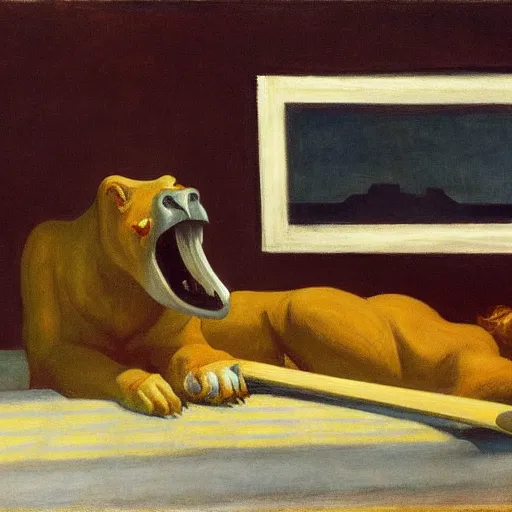 Image similar to a saber tooth by Edward hopper