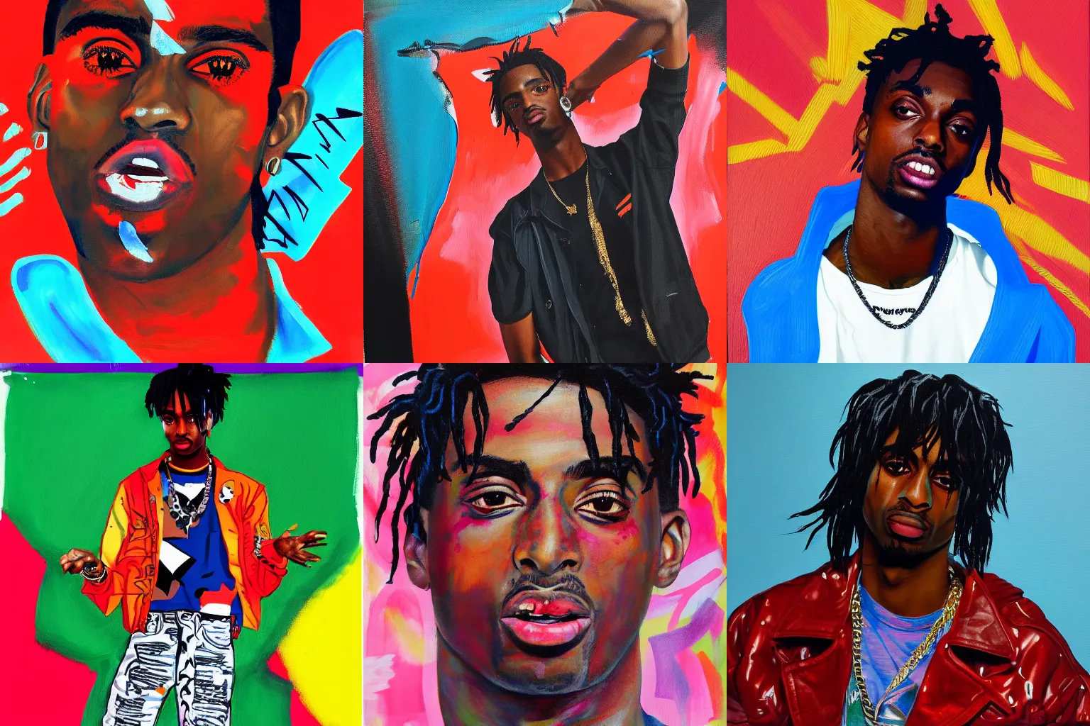 Prompt: a Playboi Carti painting in the style of Virgil Abloh