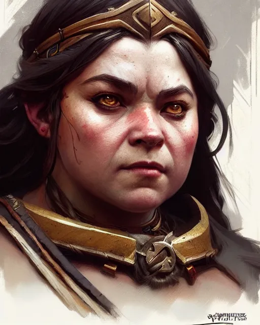 Image similar to a female dwarf chieftes | | realistic shaded, fine details, realistic shaded lighting poster by greg rutkowski, magali villeneuve, artgerm, jeremy lipkin and michael garmash and rob rey