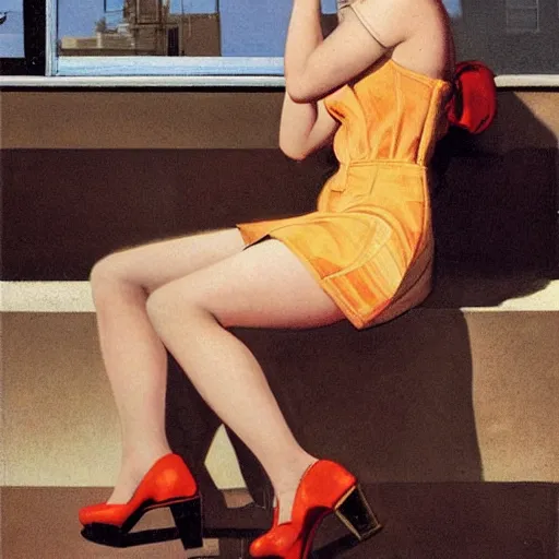 Image similar to woman, building, street by gil elvgren, olivia