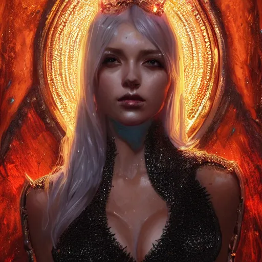 Image similar to a fancy portrait of an attractive succubi covered in crystals by greg rutkowski, sung choi, mitchell mohrhauser, maciej kuciara, johnson ting, maxim verehin, peter konig, 8 k photorealistic, cinematic lighting, hd, high details, dramatic, dark atmosphere, trending on artstation