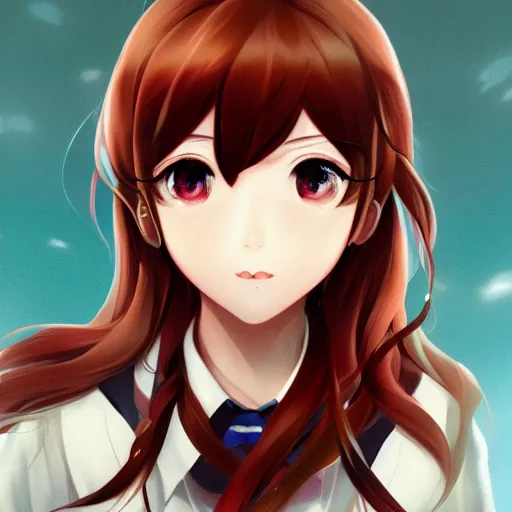 Prompt: full headshot portrait of Monika from Doki Doki Literature Club, drawn by WLOP, by Avetetsuya Studios, anime manga panel, trending on artstation