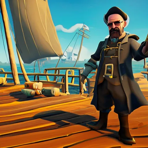 Image similar to walter white in sea of thieves, yarrr