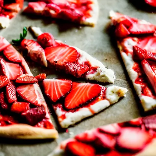 Image similar to a 5 0 mm macro shot of a strawberry pizza