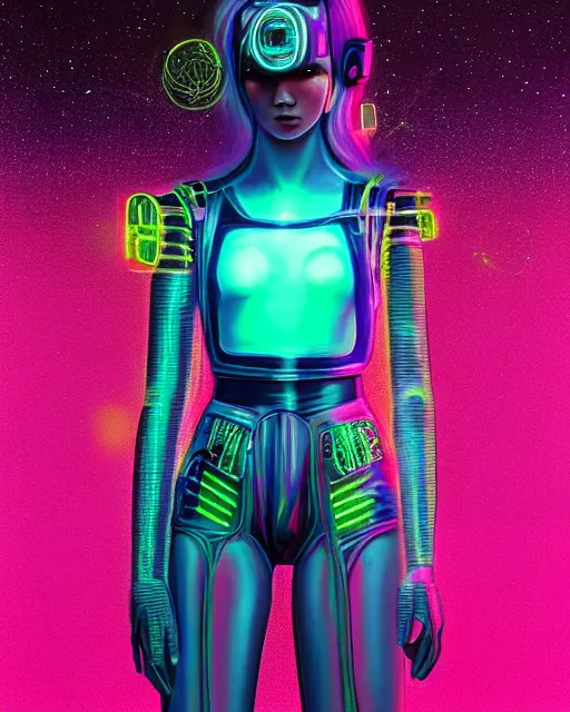 Image similar to full body shot of young punk woman dressed in futuristic cyberpunk clothing, colorful, night, soft light, bjork aesthetic, translucent, by rineke dijkstra and artgerm, intricate details, highly detailed, masterpiece, 8 5 mm