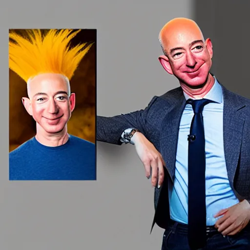 Image similar to Jeff Bezos as a troll doll, studio photo, award-winning, detailed, 4k