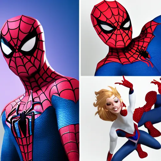 Image similar to spiderman dressed as a disney princess , octane render, marvel , volumetric lightening , trending on artstation , trending on cgsociety