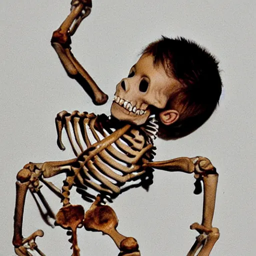 Prompt: little johnny woke up when the skeleton pulled on his little toe