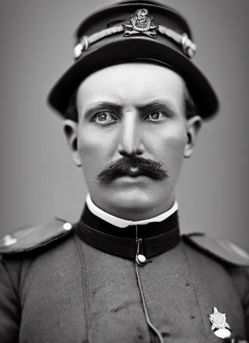 Image similar to portrait of a victorian police officer, highly detailed, cinematic lighting, close up, volumetric, realistic, photograph by elliott & fry