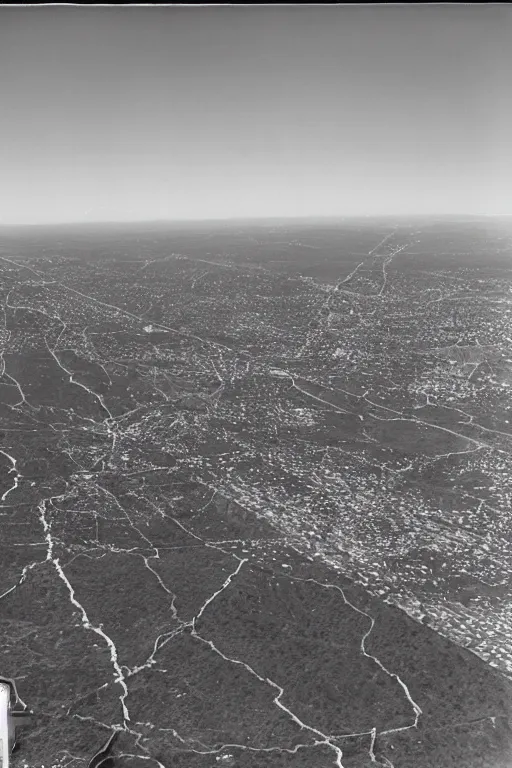 Prompt: retro photograph of giant crack!!!!!! in the sky above southern california city