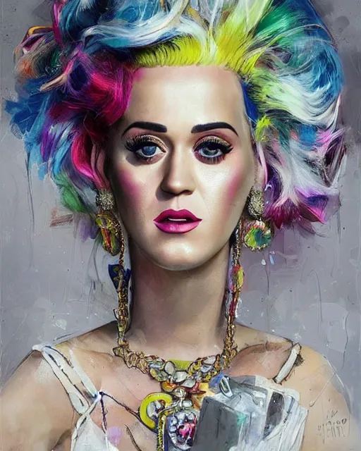 Prompt: highly detailed homeless katy perry portrait in breathtaking wedding dress, ismail inceoglu, nielly