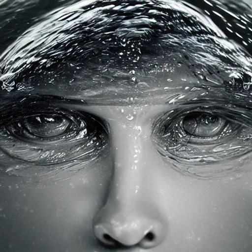 Image similar to water artwork manipulation of a human head, ray tracing, sharp focus, realistic water, long shot