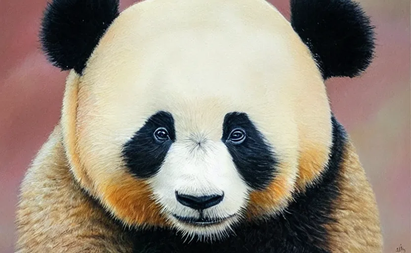 Image similar to sweet Panda, highly detailed, oil painting, ultra realistic, hyperrealistic