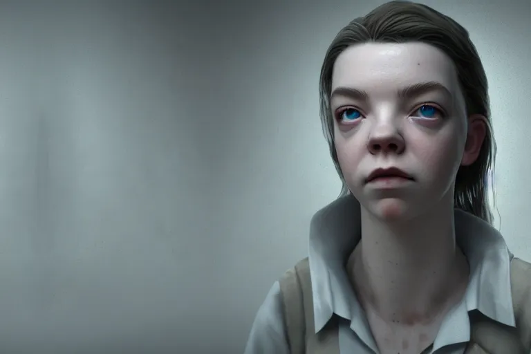 Image similar to anya taylor - joy as puppet nurse from silent hill, volumetric lighting, epic composition, hyper detailed, ultra realistic, sharp focus, octane render, volumetric, ray tracing, artstation trending, inspired by tasteless tv shows, sense of awe, 4 k