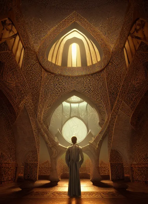 Image similar to muslim mosque, ultra detailed fantasy, elden ring, realistic, dnd character portrait, full body, dnd, rpg, lotr game design fanart by concept art, behance hd, artstation, deviantart, global illumination radiating a glowing aura global illumination ray tracing hdr render in unreal engine 5