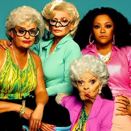 Image similar to worldstar TLC reality TV show about iguanas smoking ganja golden girls mashup