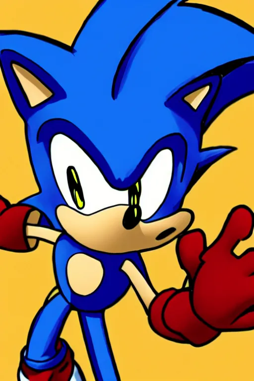 Prompt: an illustration of sonic the hedgehog as ironman