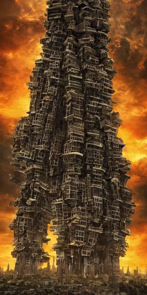 Prompt: The final tower of humanity, apocalypse