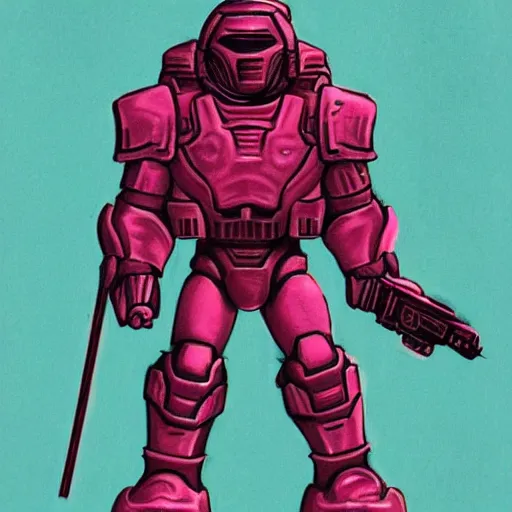 Image similar to Doomguy with pink armor